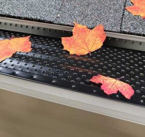 image of gutter guards showing leaves being denied from getting into the gutters of a residential home